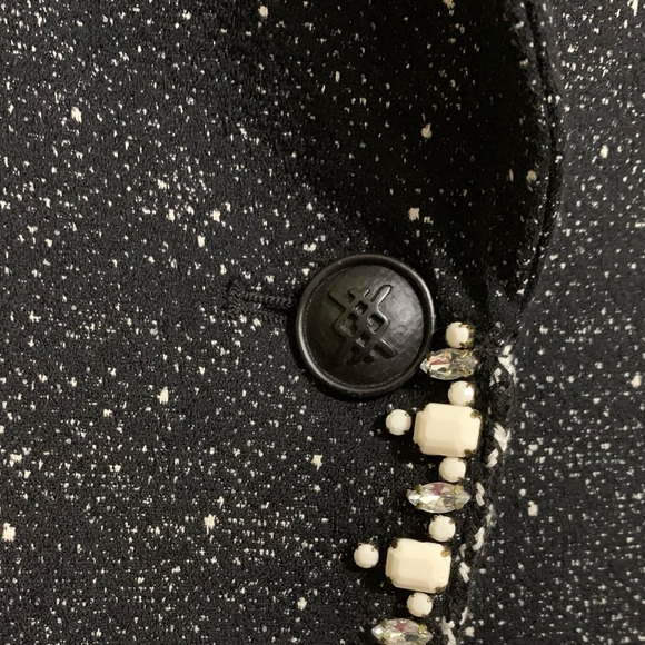 Kempner Size 8 Statement Blazer Jacket Embellished Black White Silk Lined - Picture 5 of 9